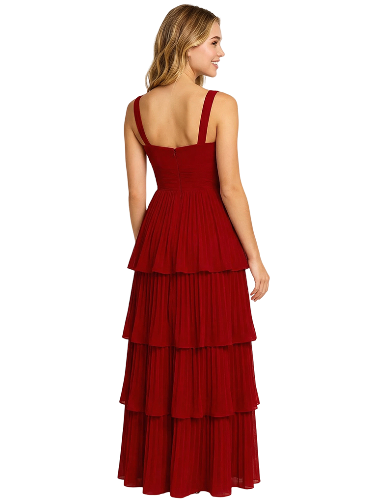 Cute V-neck Ruffles A-Line Floor-Length Long Party Prom Dresses