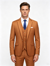 Classic 3 Piece Brown Men's Suit with Regular Fit and Sophisticated Peak Lapel
