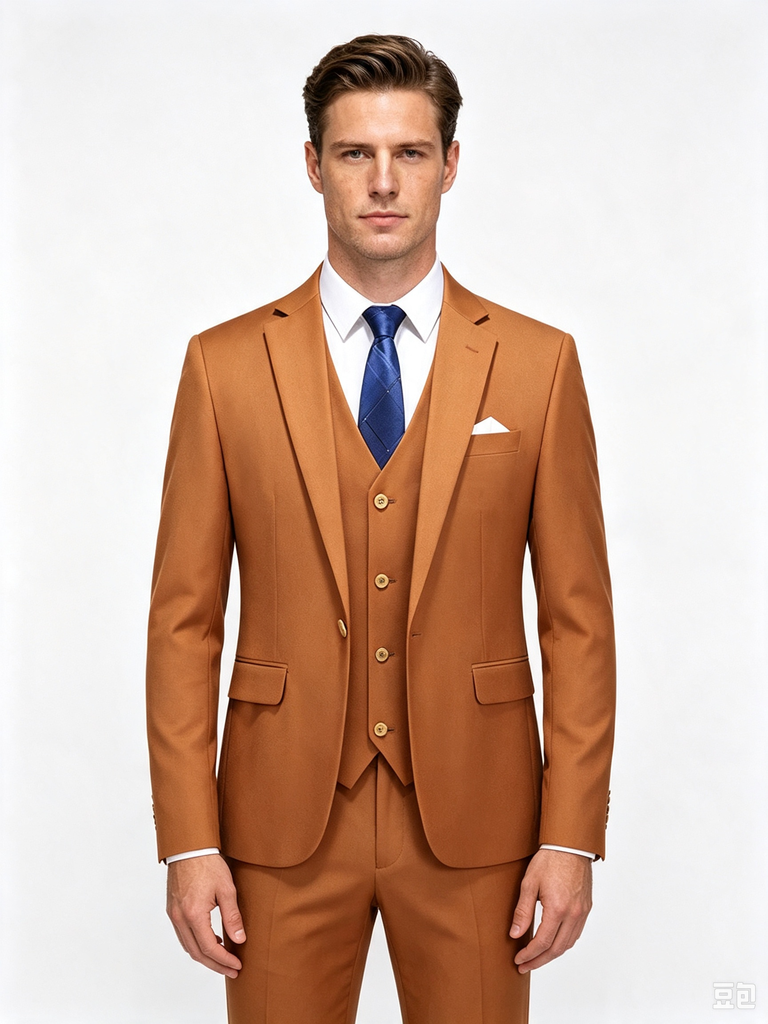 Classic 1 Piece Brown Men's Suit with Regular Fit and Sophisticated Peak Lapel