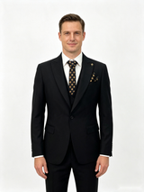 Classic 1 Piece Black Men's Suit with Regular Fit and Sophisticated Peak Lapel