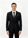 Classic 2 Piece Black Men's Suit with Regular Fit and Sophisticated Peak Lapel