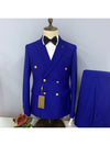 Royal Blue Casual Men's Suit Slim Fit Double Breasted 3 Piece Business Tuxedos CN537