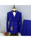 Royal Blue Casual Men's Suit Slim Fit Double Breasted 3 Piece Business Tuxedos CN537