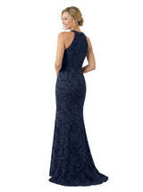 Chicsew Elegant Halter Floral Burnout Chiffon Mermaid Formal Evening Dresses