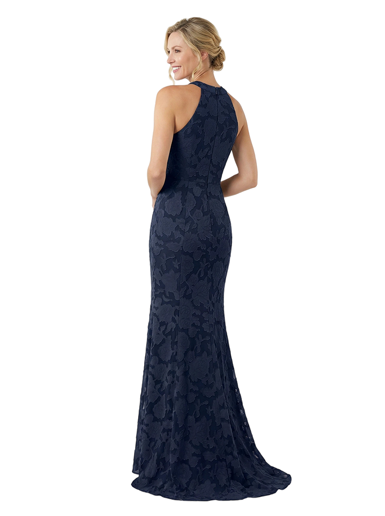 Chicsew Elegant Halter Floral Burnout Chiffon Mermaid Formal Evening Dresses