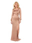Elegant Soft Satin Long Sleeves Side Slit Mermaid Long Mother of The Bride Dresses
