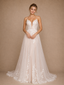 ChicSew Sexy Beautiful Spaghetti Straps V-Neck A-Line Lace Tulle Open Back Long Wedding Dress