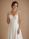 ChicSew Fancy Spaghetti Straps V-Neck Lace Satin Long A-Line Wedding Dress
