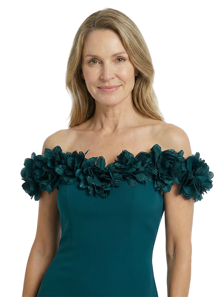 ChicSew Off The Shoulder Floral Applique Evening Dress Crepe Mermaid Mother Of The Groom Gown