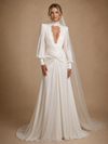 ChicSew Classy High Neck Long Sleeves Chiffon A-Line Maxi Wedding Dress
