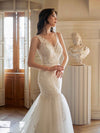 Elegant Mermaid V-neck Maxi Long Lace Dresses For Wedding Online