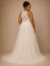 ChicSew Elegant High Neck A-Line Sleeveless Lace Tulle Maxi Wedding Dress