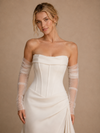ChicSew Sexy Strapless Ruching Satin Mermaid Floor-Length Wedding Dress With Boning