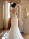 Elegant Mermaid V-neck Maxi Long Lace Dresses For Wedding Online