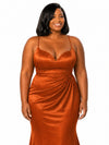 ChicSew Sexy Ruched Spaghetti Straps Mermaid Soft Satin Maxi Bridesmaid Dresses