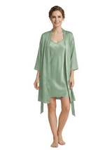 Women's 3/4 Sleeves Bride Bridesmaid Robes Silk Like Short Wedding Robes