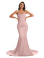 Sexy Soft Satin Spaghetti Straps Floor-Length Mermaid Bridesmaid Dresses In Stock