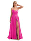 Summer A-Line Formal Satin Long Bridesmaid Dresses