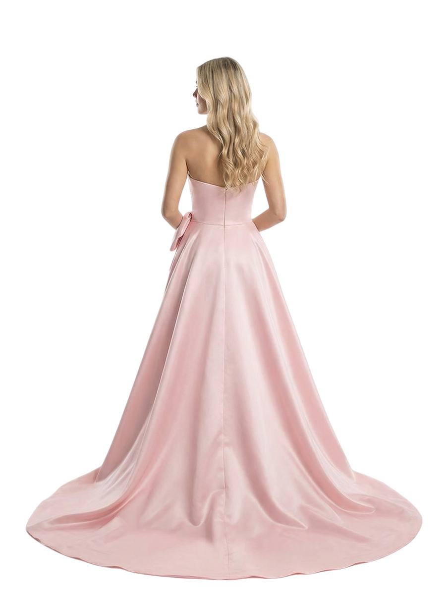 Modern Sweetheart Prom Dress Bow Detail Lace Satin Ball Gown Floor Length Formal Evening Gown