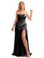 Black Simple Sweetheart Satin Long Bridesmaid Dresses