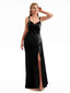 Maxi Mermaid Satin Black Bridesmaid Dress