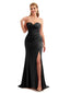 Strapless Sweetheart Black Satin Bridesmaid Dress