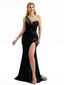 Mermaid Black Modern Satin Long Bridesmaid Dress