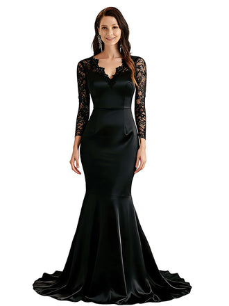 Elegant Mermaid V-neck Long Sleeves Mother of the Brides Dresses