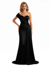 Elegant One Shoulder Soft Satin Long Mermaid Bridesmaid Dresses Online In Stock