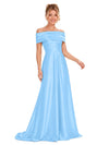 ChicSew Elegant Off Shoulder Ruching A-Line Floor-Length Satin Bridesmaid Dresses