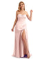 Fall Simple Sweetheart Satin Long Bridesmaid Dresses