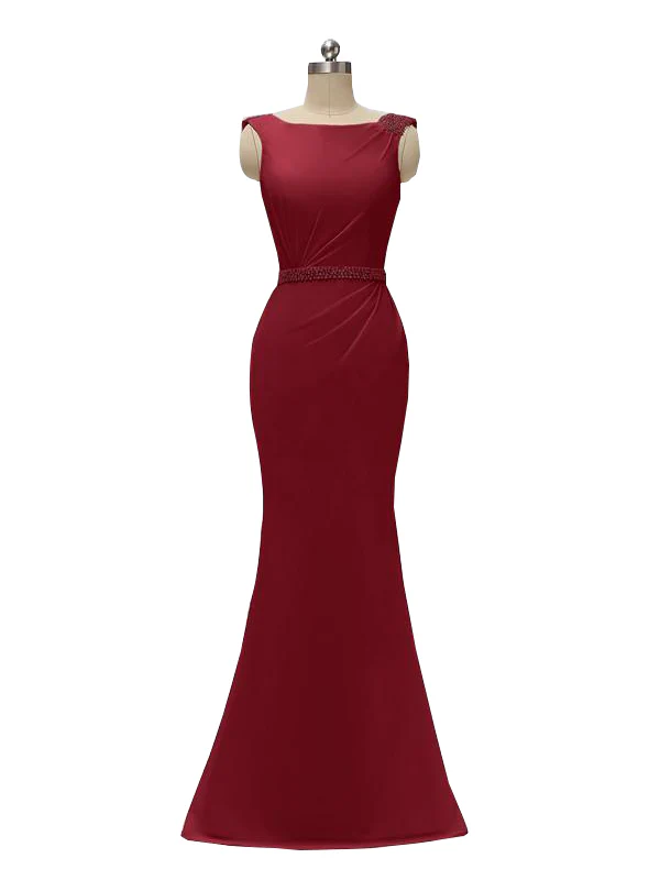 Sleeveless Mermaid Bateau Floor Length Bridesmaid Dresses In Stock