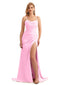 Stretch Satin Spaghetti Straps Summer Bridesmaid Dresses
