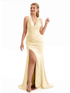 Satin Halter Summer V-neck Bridesmaid Dresses
