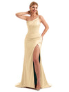 One Shoulder Satin Fall Formal Bridesmaid Dresses