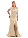 Elegant Summer Long One-Shoulder Satin Bridesmaid Dresses