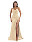 Elegant Sweetheart Side Split Mermaid Ruched Satin Pretty Long Bridesmaid Dresses