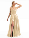 Chic Summer Spaghetti Straps Satin Bridesmaid Dresses