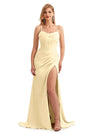 Stretch Satin Spaghetti Straps Spring Bridesmaid Dresses