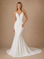 ChicSew Modern V-Neck Lace Crepe Mermaid Spaghetti Straps Wedding Dresses
