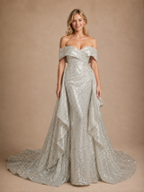 ChicSew Glam Off Shoulder Sequin Sleeveless Mermaid Floor-Length Wedding Dresses
