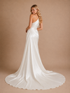 ChicSew Mermaid Asymmetric Ruched Sleeveless Side Slit Satin Long Wedding Dresses