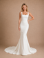 ChicSew Simple Square Mermaid Spaghetti Straps Sleeveless Satin Wedding Dresses