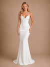 ChicSew Simple V-Neck Mermaid Spaghetti Straps Sleeveless Satin Wedding Dresses