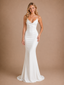 ChicSew Simple V-Neck Mermaid Spaghetti Straps Sleeveless Satin Wedding Dresses