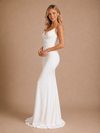 ChicSew Simple V-Neck Mermaid Spaghetti Straps Sleeveless Satin Wedding Dresses