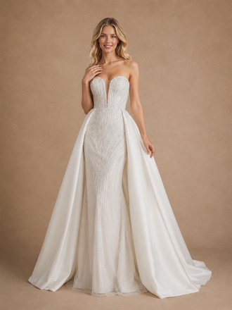 ChicSew Sweetheart Tulle Beading Mermaid Wedding Dresses With Satin Overskirt