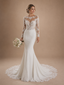 ChicSew Lace Illusion Long Sleeves Mermaid Floor-Length Wedding Dresses With Train