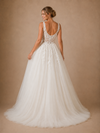 ChicSew Elegant V-Neck Spaghetti Straps Sleeveless Lace Tulle A-Line Long Wedding Dresses
