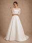 ChicSew Elegant Bateau 3/4 Sleeves Lace Satin A-Line Floor-Length Wedding Dresses With Train
